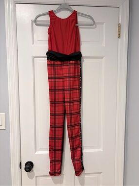 Revolution Dancewear Red Plaid Unitard Catsuit LC